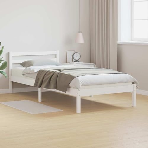 Gecheer Bettgestell mit Kopfteil Weiß 100x220 cm Massivholz Kiefer, Bettgestelle Bett Doppelbett/Einzelbett für Schlafzimmer Gästezimmer Wohnheim Hotel869779 Gecheer Bettgestell mit Kopfteil Weiß 100x220 cm Massivholz Kiefer, Bettgestelle Bett Doppelbett/Einzelbett für Schlafzimmer Gästezimmer Wohnheim Hotel869779 von Gecheer