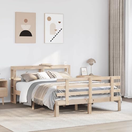 Gecheer Bettgestell mit Kopfteil ohne Matratze 120x200 cm, Bett Bettgestell Familienbett mit Holzlatten für Schlafzimmer Gästezimmer3306110 von Gecheer