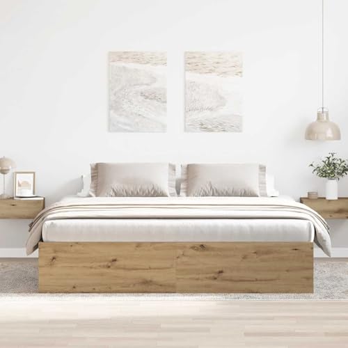 Gecheer Bettgestell ohne Matratze Artisan-Eiche 180x200cm Holzwerkstoff, Stabiles Bettgestell Bettrahmen für Schlafzimmer Hotel Gästezimmer Wohnheim3328862 Gecheer Bettgestell ohne Matratze Artisan-Eiche 180x200cm Holzwerkstoff, Stabiles Bettgestell Bettrahmen für Schlafzimmer Hotel Gästezimmer Wohnheim3328862 von Gecheer