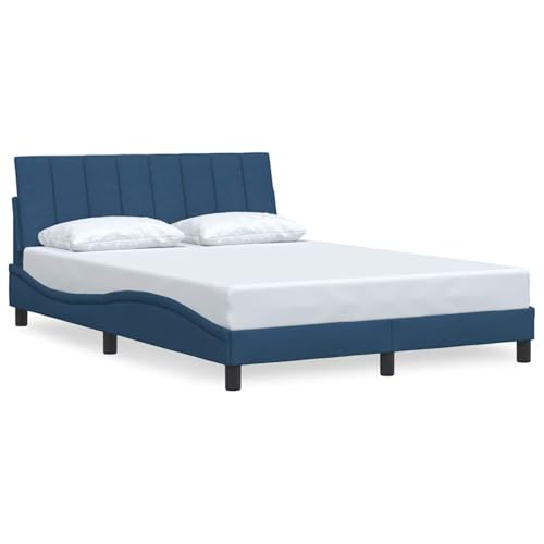 Gecheer Bettgestell ohne Matratze Blau 140x200 cm Stoff, Bett Bettgestell Familienbett mit Holzlatten für Schlafzimmer Gästezimmer3310397 Gecheer Bettgestell ohne Matratze Blau 140x200 cm Stoff, Bett Bettgestell Familienbett mit Holzlatten für Schlafzimmer Gästezimmer3310397 von Gecheer
