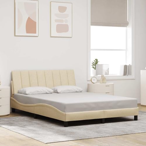 Gecheer Bettgestell ohne Matratze Creme 140x190 cm Stoff, Stabiles Bettgestell Bettrahmen für Schlafzimmer Hotel Gästezimmer Wohnheim3310459 Gecheer Bettgestell ohne Matratze Creme 140x190 cm Stoff, Stabiles Bettgestell Bettrahmen für Schlafzimmer Hotel Gästezimmer Wohnheim3310459 von Gecheer