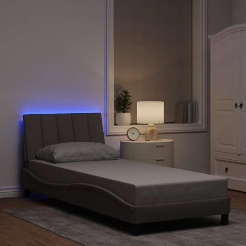 Gecheer Bettgestell ohne Matratze Taupe 90x190 cm Stoff, Stabiles Bettgestell Bettrahmen für Schlafzimmer Hotel Gästezimmer Wohnheim3310430 von Gecheer