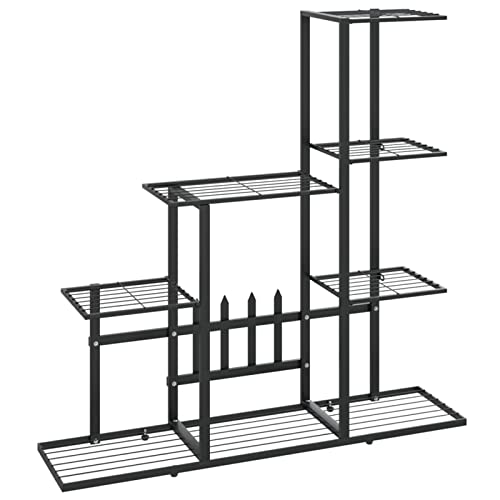 Gecheer Blumenständer Pflanzenständer Dekorationsgegenstände Blumenständer Pflanzenregal 94,5 x 25 x 88 cm (B x T x H),Metall mit Pulverbeschichtung,Schwarz von Gecheer