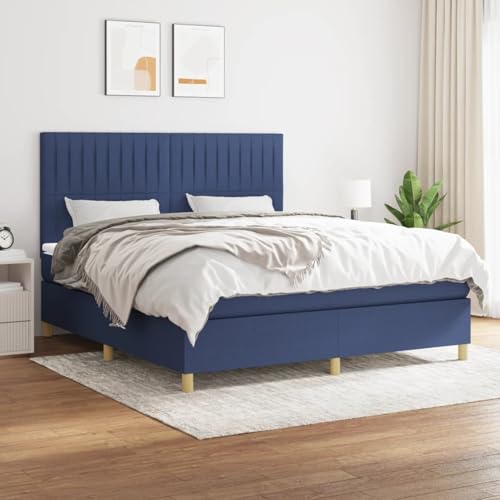 Gecheer Boxspringbett mit Matratze Blau 160x200 cm Stoff Home von Gecheer