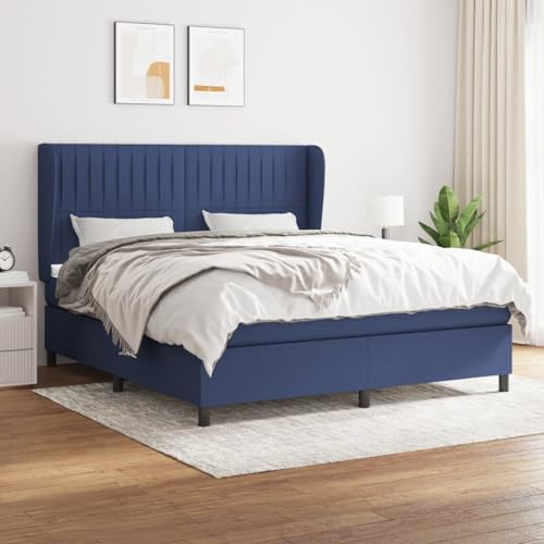 Gecheer Boxspringbett mit Matratze Blau 160x200 cm Stoff Gecheer Boxspringbett mit Matratze Blau 160x200 cm Stoff von Gecheer
