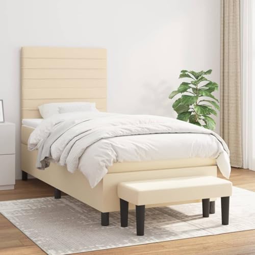 Gecheer Boxspringbett mit Matratze Creme 100x200 cm Stoff von Gecheer