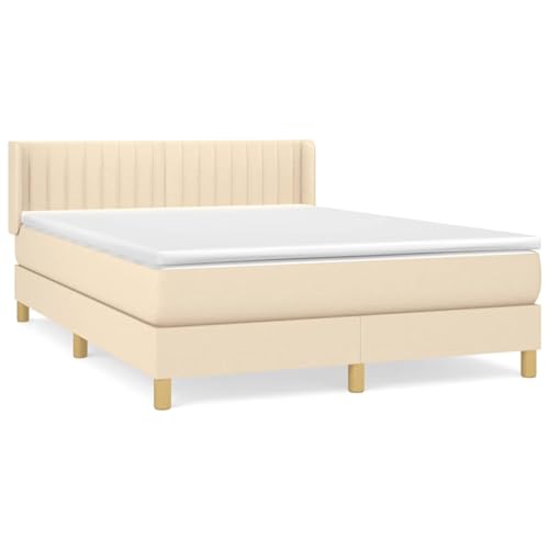 Gecheer Boxspringbett mit Matratze Creme 140x190 cm Stoff von Gecheer