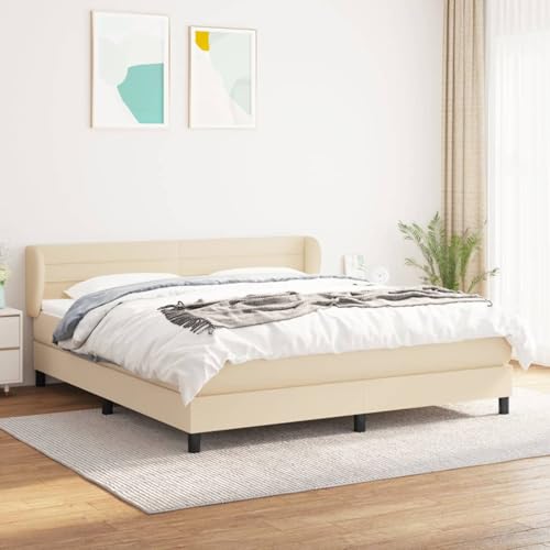 Gecheer Boxspringbett mit Matratze Creme 180x200 cm Stoff von Gecheer