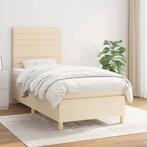 Gecheer Boxspringbett mit Matratze Creme 90x200 cm Stoff von Gecheer