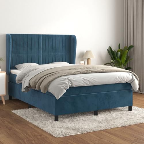 Gecheer Boxspringbett mit Matratze Dunkelblau 140x190 cm Samt Gecheer Boxspringbett mit Matratze Dunkelblau 140x190 cm Samt von Gecheer