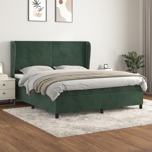 Gecheer Boxspringbett mit Matratze Dunkelgrün 180x200 cm Samt Home von Gecheer