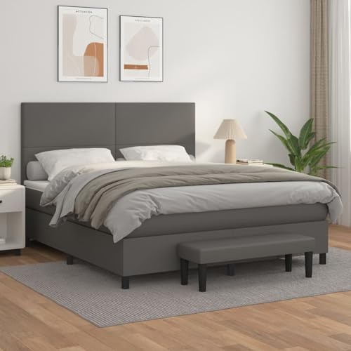 Gecheer Boxspringbett mit Matratze Grau 180x200 cm Kunstleder Gecheer Boxspringbett mit Matratze Grau 180x200 cm Kunstleder von Gecheer