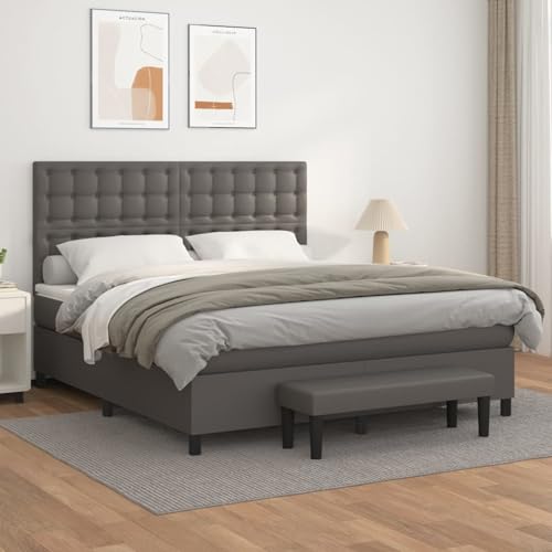 Gecheer Boxspringbett mit Matratze Grau 180x200 cm Kunstleder Gecheer Boxspringbett mit Matratze Grau 180x200 cm Kunstleder von Gecheer