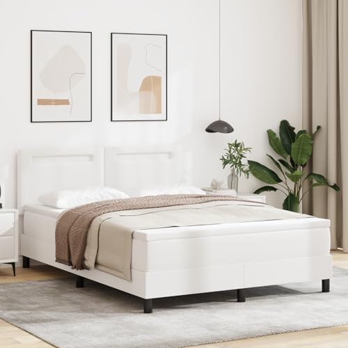 Gecheer Boxspringbett mit Matratze Weiß 140x200 cm Kunstleder Gecheer Boxspringbett mit Matratze Weiß 140x200 cm Kunstleder von Gecheer