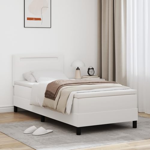 Gecheer Boxspringbett mit Matratze Weiß Einzel Kunstleder Gecheer Boxspringbett mit Matratze Weiß Einzel Kunstleder von Gecheer