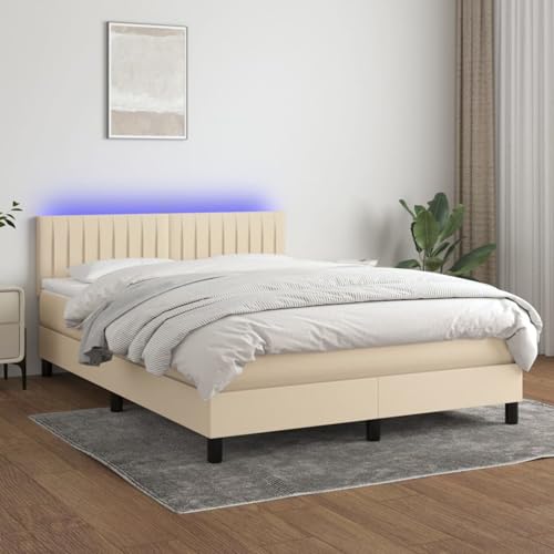 Gecheer Boxspringbett mit Matratze & LED Creme 140x190 cm Stoff Gecheer Boxspringbett mit Matratze & LED Creme 140x190 cm Stoff von Gecheer