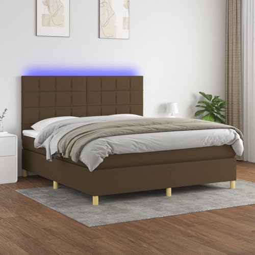 Gecheer Boxspringbett mit Matratze & LED Dunkelbraun 180x200 cm Stoff Gecheer Boxspringbett mit Matratze & LED Dunkelbraun 180x200 cm Stoff von Gecheer