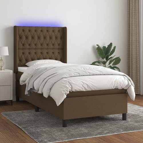 Gecheer Boxspringbett mit Matratze & LED Dunkelbraun 80x200 cm Stoff Gecheer Boxspringbett mit Matratze & LED Dunkelbraun 80x200 cm Stoff von Gecheer