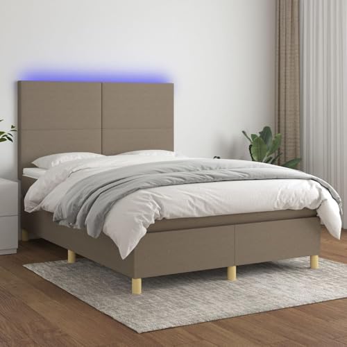 Gecheer Boxspringbett mit Matratze & LED Taupe 140x200 cm Stoff Gecheer Boxspringbett mit Matratze & LED Taupe 140x200 cm Stoff von Gecheer