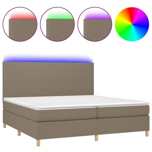 Gecheer Boxspringbett mit Matratze & LED Taupe 200x200 cm Stoff Gecheer Boxspringbett mit Matratze & LED Taupe 200x200 cm Stoff von Gecheer