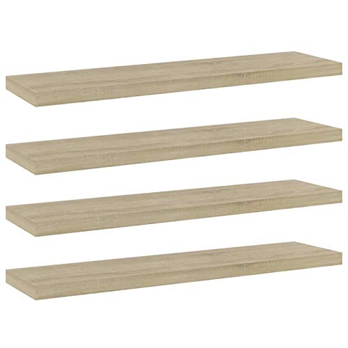 Gecheer Bücherregal Brett Wandboard Wandregal Regal Regalboden Wand Board Ablage Hängeregal Schweberegaler 4 STK. Sonoma-Eiche 40x10x1,5 cm von Gecheer