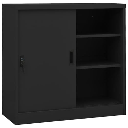 Gecheer Büroschrank mit Schiebetür Anthrazit 90x40x90 cm Stahl Stahlschrank Schiebetür verstellbare Einlegeböden Schloss for Büro Home Office Gecheer Büroschrank mit Schiebetür Anthrazit 90x40x90 cm Stahl Stahlschrank Schiebetür verstellbare Einlegeböden Schloss for Büro Home Office von Gecheer
