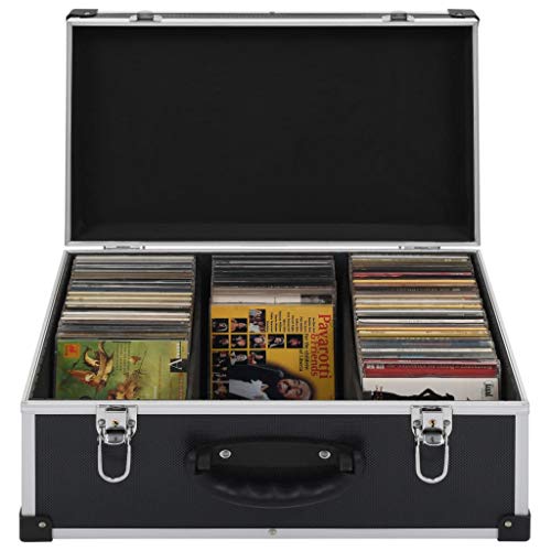 Gecheer CD-Koffer Abschließbar CD Aufbewahrungskoffer für 60 CDs Aluminium ABS Schwarz von Gecheer