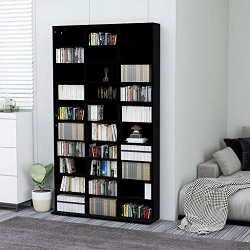 Gecheer CD Regal Regalwand Bücherregal Regal Schrank CD Medienregal Standregal Bücherschrank Holzwerkstoff Schwarz 102x16x177,5 cm von Gecheer