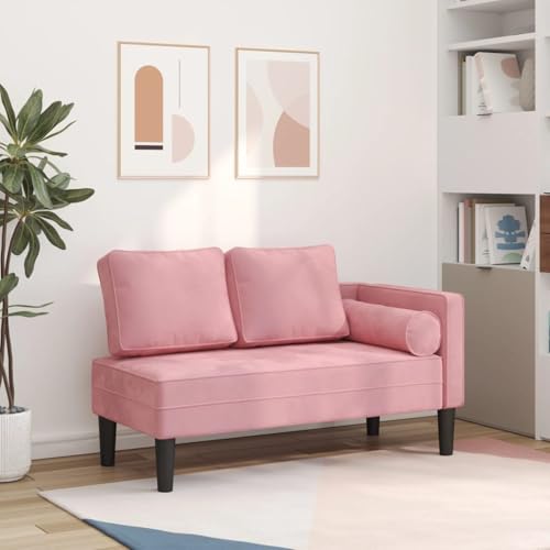 Gecheer Chaiselongue mit Kissen Rosa Samt, Sessel Wohnzimmer Fernsehsessel Liegesessel für Entspannung Homeoffice Leseecke4007574 von Gecheer