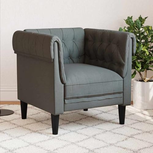 Gecheer Chesterfield Sofa Stuhl Dunkelgrau 78,5 x 74,5 x 74,5 cm Stoff, Wohnzimmer Polstersofa Couch für kleine Räume Büro Gästezimmer Schlafzimme42013005 von Gecheer