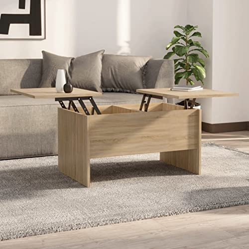 Gecheer Couchtisch Kaffeetisch Höhenverstellbarer Tischplatte Wohnzimmertisch mit Ablagefach Sofatisch Beistelltisch Teetisch Holzwerkstoff Sonoma-Eiche 80x50x42,5 cm Gecheer Couchtisch Kaffeetisch Höhenverstellbarer Tischplatte Wohnzimmertisch mit Ablagefach Sofatisch Beistelltisch Teetisch Holzwerkstoff Sonoma-Eiche 80x50x42,5 cm von Gecheer