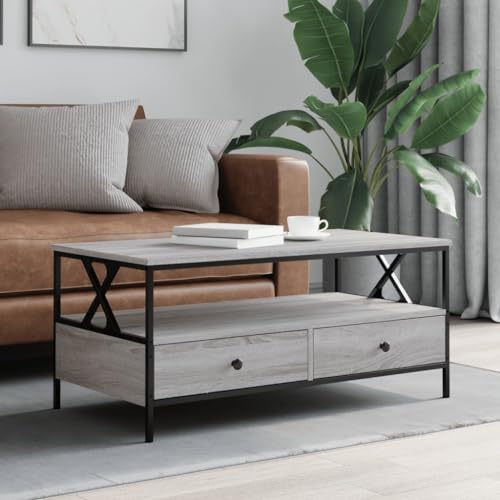 Gecheer Couchtisch mit 2 Schubladen und 1 Ablage Beistelltisch Wohnzimmertisch Kaffeetisch Sofatisch Tisch Teetisch Telefontisch Grau Sonoma 100x51x45 cm Holzwerkstoff Gecheer Couchtisch mit 2 Schubladen und 1 Ablage Beistelltisch Wohnzimmertisch Kaffeetisch Sofatisch Tisch Teetisch Telefontisch Grau Sonoma 100x51x45 cm Holzwerkstoff von Gecheer