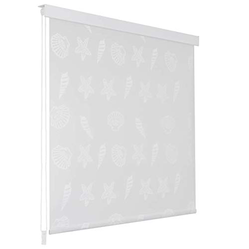 Gecheer Duschrollo Duschvorhang Wasserfest Schnelltrocknend Dusche Rollo Badewannenvorhang, Schnelltrocknendes Rollo für Dusche & Badewanne,100 x 240 cm Seesternmuster von Gecheer