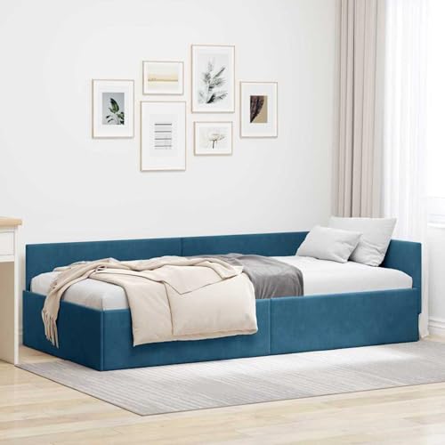 Gecheer Eckbettgestell Blau 100 x 200 cm Samt und Engineered Holz, Eckbettrahmen Bettgestelle Schlafsofa für Einzelbett Doppelbett für Wohnheim Hotel Gästezimmer42016090 Gecheer Eckbettgestell Blau 100 x 200 cm Samt und Engineered Holz, Eckbettrahmen Bettgestelle Schlafsofa für Einzelbett Doppelbett für Wohnheim Hotel Gästezimmer42016090 von Gecheer