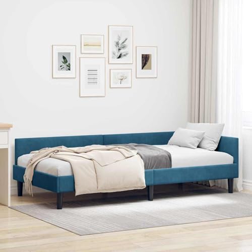 Gecheer Eckbettgestell Blau 100 x 200 cm Samt und Engineered Holz, Eckbettrahmen Bettgestelle Schlafsofa für Einzelbett Doppelbett für Wohnheim Hotel Gästezimmer42016163 Gecheer Eckbettgestell Blau 100 x 200 cm Samt und Engineered Holz, Eckbettrahmen Bettgestelle Schlafsofa für Einzelbett Doppelbett für Wohnheim Hotel Gästezimmer42016163 von Gecheer