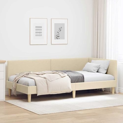 Gecheer Eckbettgestell Creme 100 x 200 cm Stoff und beschichtetes Holz, Eckbettrahmen Bettgestelle Schlafsofa für Einzelbett Doppelbett für Wohnheim Hotel Gästezimmer42016203 Gecheer Eckbettgestell Creme 100 x 200 cm Stoff und beschichtetes Holz, Eckbettrahmen Bettgestelle Schlafsofa für Einzelbett Doppelbett für Wohnheim Hotel Gästezimmer42016203 von Gecheer