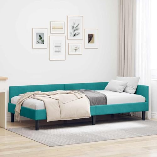 Gecheer Eckbettgestell Türkis 90 x 190 cm Samt und Engineered Holz, Bettgestell Eckbett Familienbett Schlafsofa für Schlafzimmer Kinderzimmer Dachgeschoss42016152 Gecheer Eckbettgestell Türkis 90 x 190 cm Samt und Engineered Holz, Bettgestell Eckbett Familienbett Schlafsofa für Schlafzimmer Kinderzimmer Dachgeschoss42016152 von Gecheer
