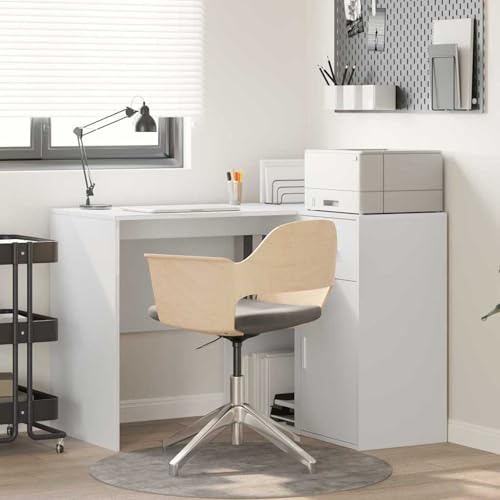 Gecheer Eckschreibtisch 2 pcs Weiß 102 x 50 x 75 cm Holzwerkstoff, Schreibtische Bürotisch für PC-Arbeit Schlafzimmer kleine Räume Arbeitszimmer von Gecheer