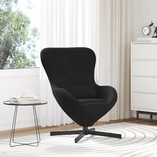 Gecheer Eiersessel schwarzes Velvet, Drehbarer Loungesessel Moderner Drehstuhl für Entspannung Lesen Schminkstuhl42002762 von Gecheer
