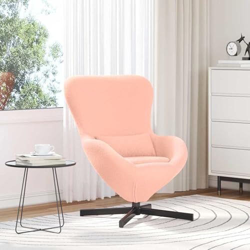 Gecheer Eierstuhl Pink Curly Wollähnlicher Stoff, Drehbarer Loungesessel Moderner Drehstuhl für Entspannung Lesen Schminkstuhl42002770 von Gecheer