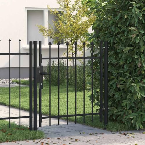 Gecheer Eintüriges Tor mit Stahlspitzen 1 x 1 m schwarz Gartenzaun Stahl von Gecheer