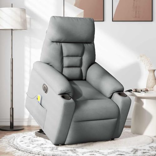 Gecheer Elektrischer Massagesessel mit Aufstehhilfe Hellgrau Stoff von Gecheer