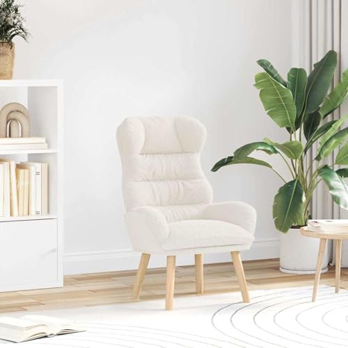 Gecheer Entspannungsstuhl Creme Lockenartige Stoff, Sessel Wohnzimmer Fernsehsessel Liegesessel für Entspannung Homeoffice Leseecke42001881 von Gecheer