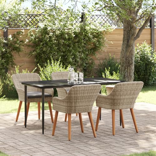 Gecheer Essgruppe 5 pcs Hellgrau und Schwarz Groß, Gartenmöbel Tisch und Stühle Set für Garten Terrasse Café Outdoor Essbereich von Gecheer