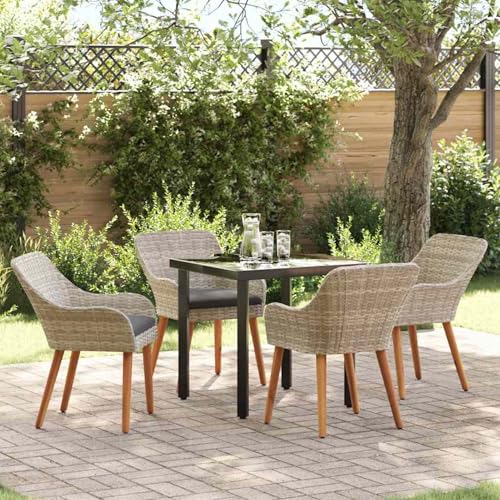 Gecheer Essgruppe 5 pcs Hellgrau und Schwarz Mittel, Gartenmöbel Tisch und Stühle Set für Garten Terrasse Café Outdoor Essbereich von Gecheer
