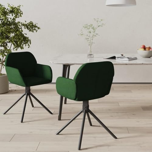 Gecheer Esszimmerstühle 2 STK. Drehbar Dunkelgrün Samt, Esszimmerstuhl Bürostuhl für Küche Essbereich Wartezimmer Terrasse von Gecheer