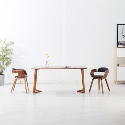 Gecheer Esszimmerstühle 2 STK. Dunkelgrau Stoff und Bugholz, Esszimmerstuhl Bürostuhl für Küche Essbereich Wartezimmer Terrasse von Gecheer
