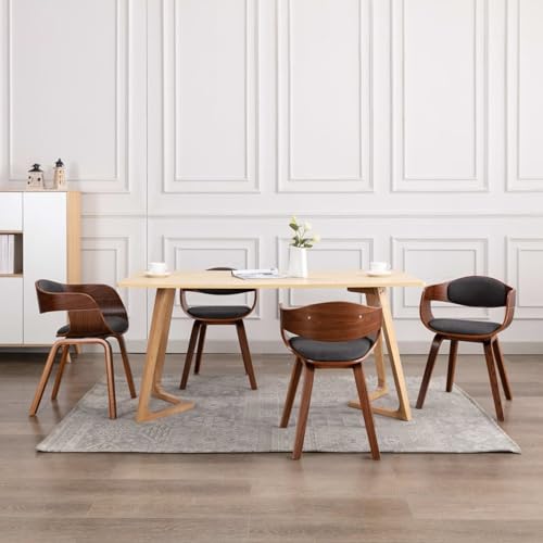 Gecheer Esszimmerstühle 4 STK. Bugholz und Stoff Grau, Esszimmerstuhl Bürostuhl für Küche Essbereich Wartezimmer Terrasse von Gecheer