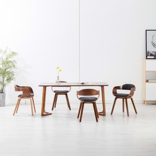 Gecheer Esszimmerstühle 4 STK. Dunkelgrau Stoff und Bugholz, Esszimmerstuhl Bürostuhl für Küche Essbereich Wartezimmer Terrasse von Gecheer