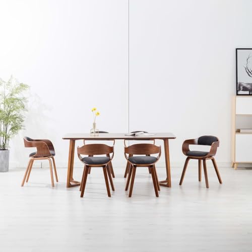 Gecheer Esszimmerstühle 6 STK. Dunkelgrau Stoff und Bugholz, Esszimmerstuhl Bürostuhl für Küche Essbereich Wartezimmer Terrasse von Gecheer